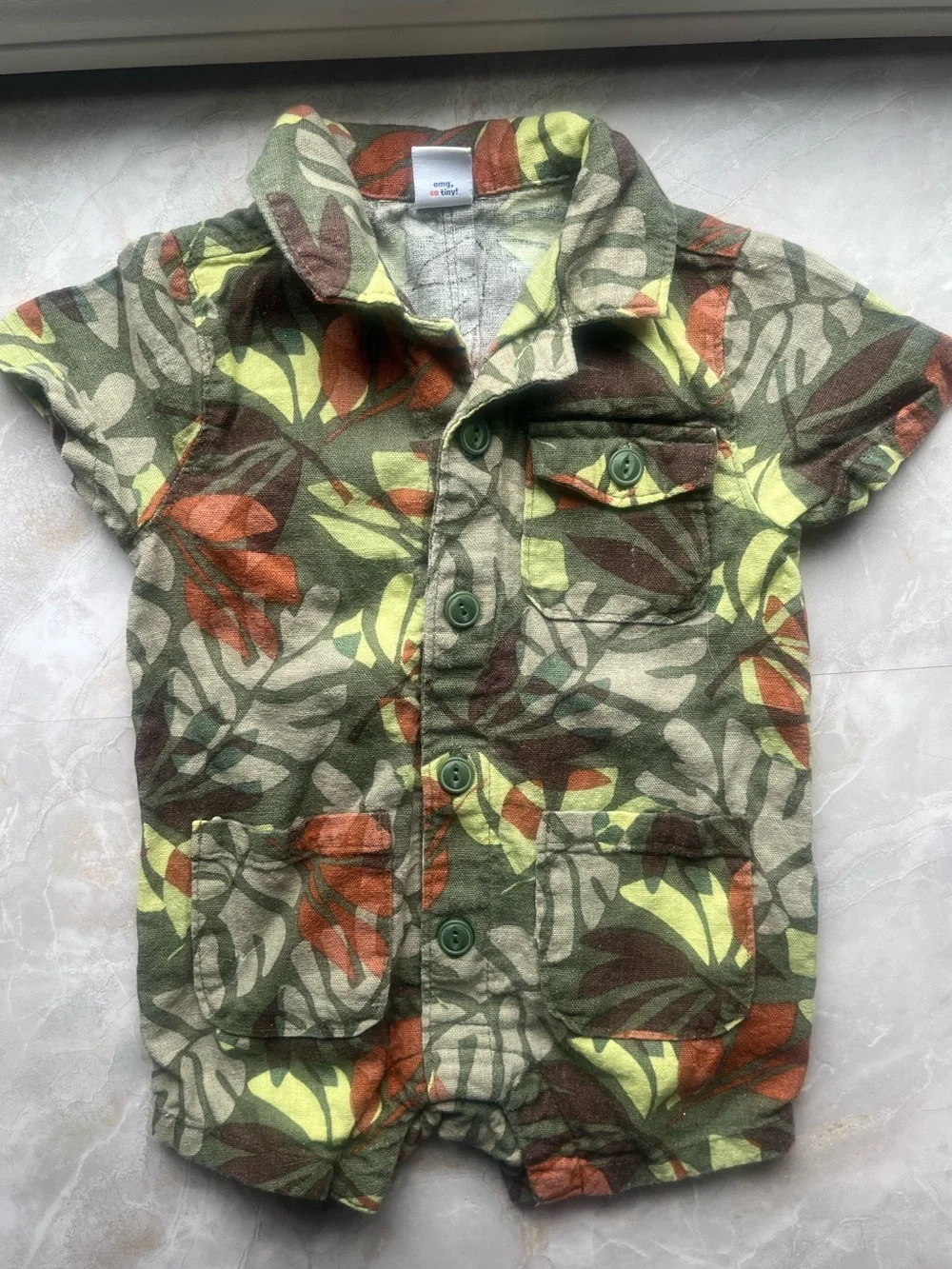 Old Navy tropical pattern baby romper 3 to 6 months